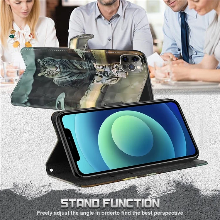 Para Motorola Moto G22 / Moto E32s 4G Funda de cartera de piel sintética con tapa y cierre magnético, con soporte, estampado 3D, correa - Gato y Tigre