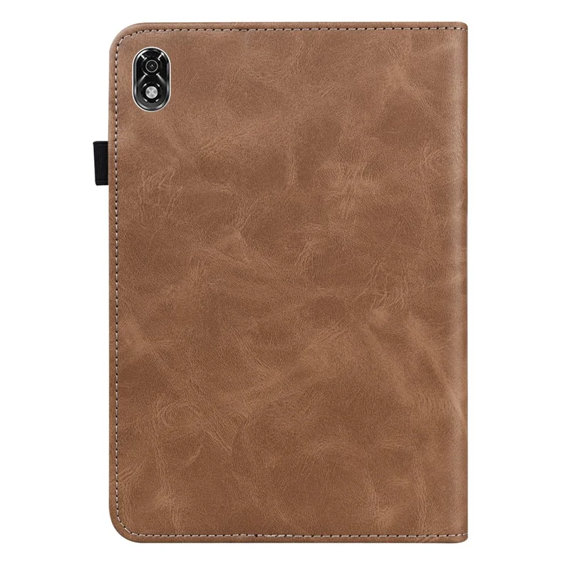 For Lenovo Legion Y700 Line Imprinted Adjustable Stand PU Leather Auto Wake/Sleep Drop-proof Tablet Case with Card Slots - Brown