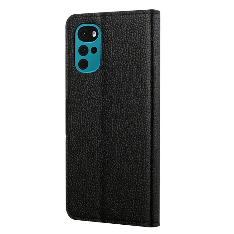 Para Motorola Moto G22 Funda de cartera de piel de textura de lichee PU con cierre magnético Soporte de teléfono móvil Cubierta