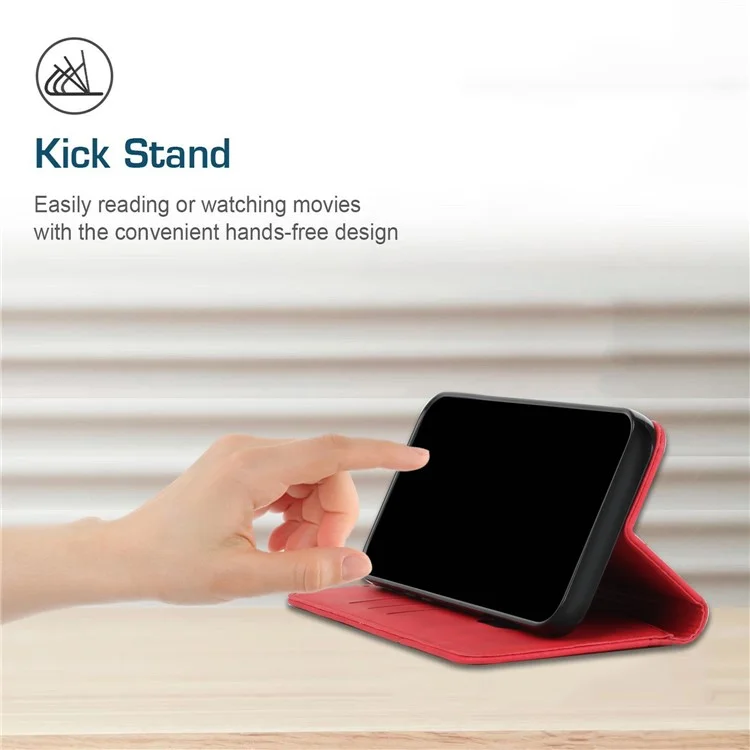 Für Motorola Edge X30 PU Leder Magnetisch Automatisch Absorbiertes Brieftaschengehäuse Rhombusmuster Eingeprägter Ständer Flip Cover - Rot