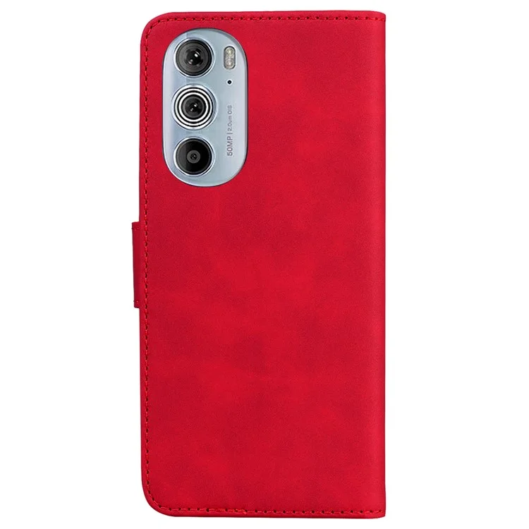 Para Motorola Edge 30 Pro Para o Choque, Capa Flip Folio Carteira TPU Shell do Telefone Interno Com Suporte - Vermelho