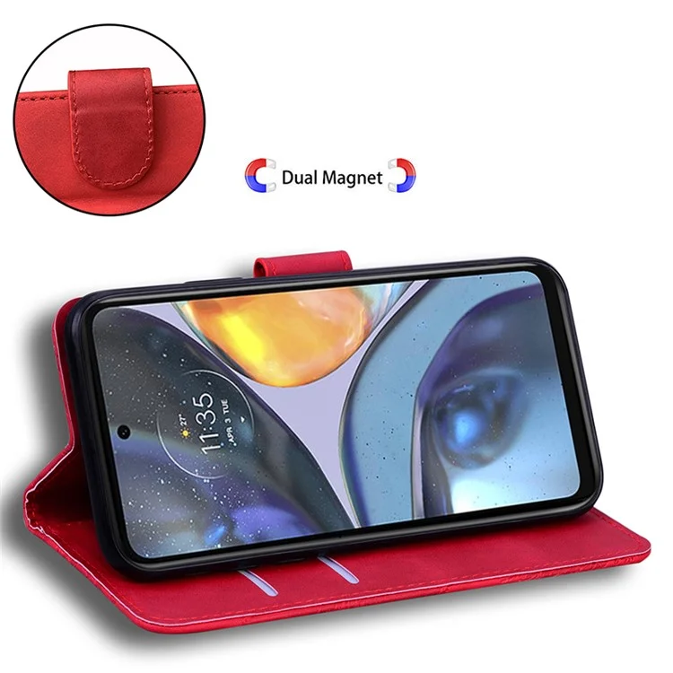 Para Motorola Edge 30 Pro Para o Choque, Capa Flip Folio Carteira TPU Shell do Telefone Interno Com Suporte - Vermelho