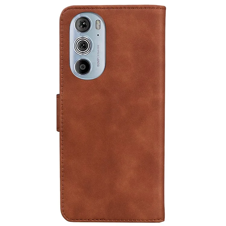 Para Motorola Edge 30 Pro Para o Choque, Capa Flip Folio Carteira TPU Shell do Telefone Interno Com Suporte - Castanho