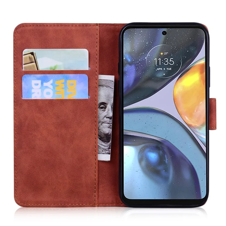 Para Motorola Edge 30 Pro Para o Choque, Capa Flip Folio Carteira TPU Shell do Telefone Interno Com Suporte - Castanho