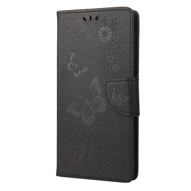 Caixa de Telefone Impressa Com Flor de Borboleta Para Motorola Moto G22 Protective Follio Flip Capa de Couro Protetor de Telefone Com Carteira de Suporte - Preto