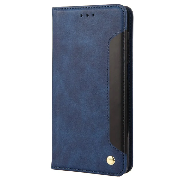 Stoßdämpfer Hülle Für Motorola Moto G22 Business Style Phone Ständer Cover Phone Hülle Spleiße Lederschale Mit Brieftasche - Blau