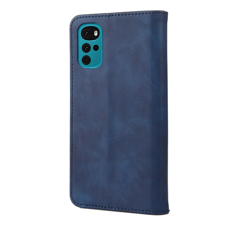Stoßdämpfer Hülle Für Motorola Moto G22 Business Style Phone Ständer Cover Phone Hülle Spleiße Lederschale Mit Brieftasche - Blau