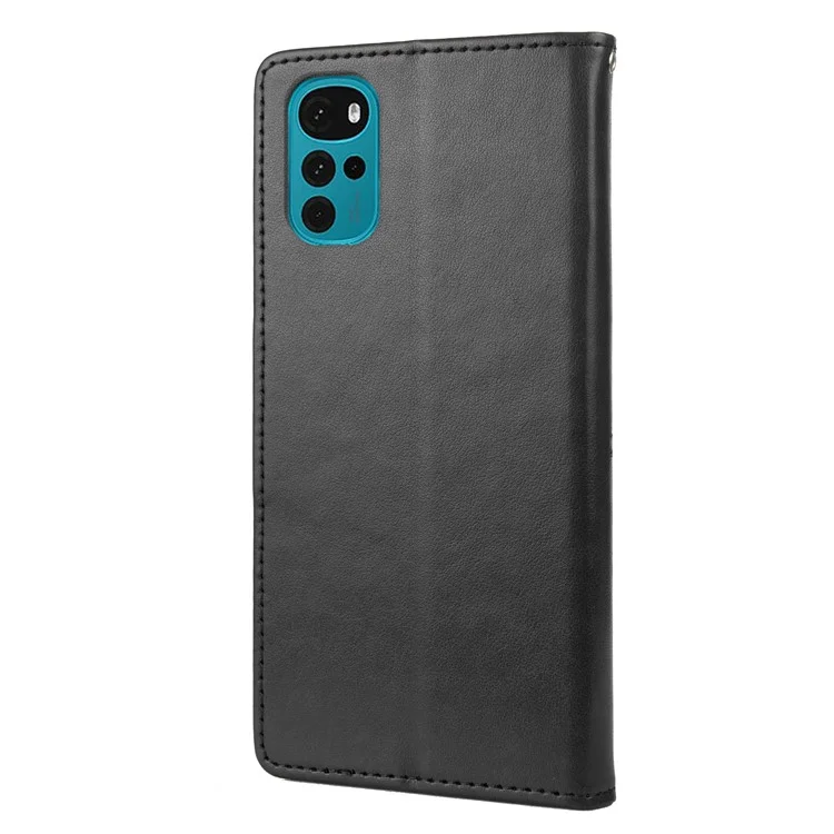 Für Motorola Moto G22 Brieftasche Handyhülle Stoßfest Folio Flip Cover Schmetterlinge Imprited Stilvolle Ledertelefonschale Mit Ständer - Schwarz