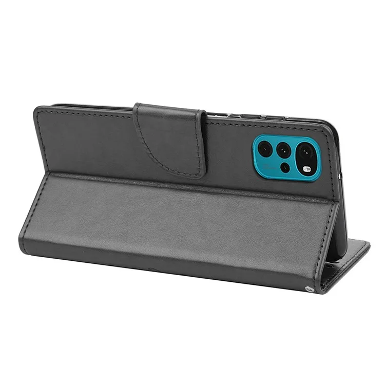 Für Motorola Moto G22 Brieftasche Handyhülle Stoßfest Folio Flip Cover Schmetterlinge Imprited Stilvolle Ledertelefonschale Mit Ständer - Schwarz