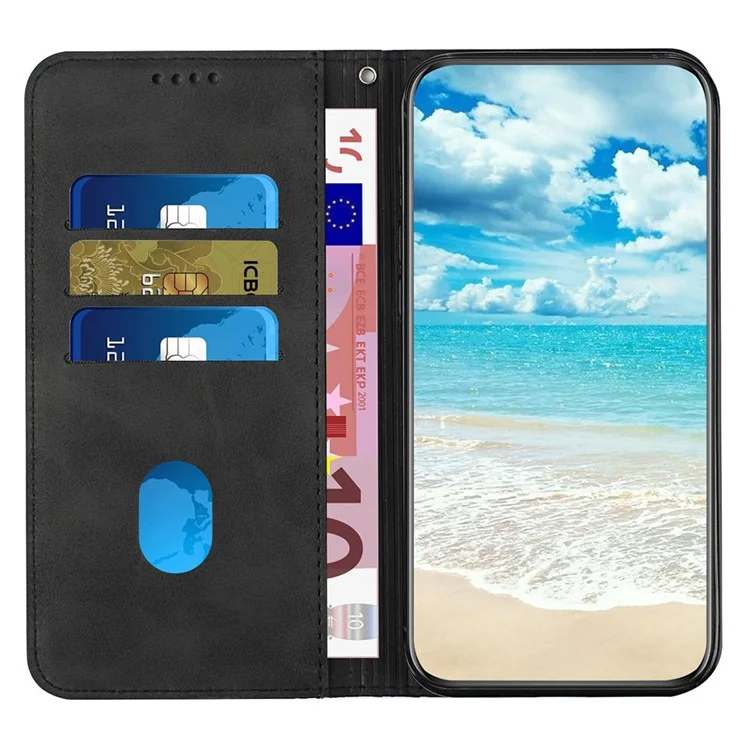 Für Motorola Moto G51 5G Rhombusmuster Geprägtes PU Leder Brieftasche Hülle Ständer Magnetische Automatisch Absorbierte Stoßdämpfer Flip Folio Deckung - Schwarz