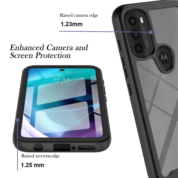 YB PC Series-6 for Motorola Moto G71 5G Full Protection Anti-fall Detachable Built-in PET Screen Protector Phone Case TPU+PC Cover - Black