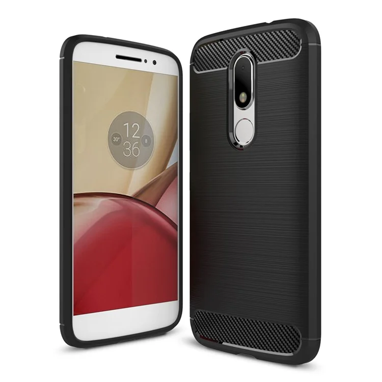 Carbon Fibre Brushed TPU Case for Motorola Moto M - Black