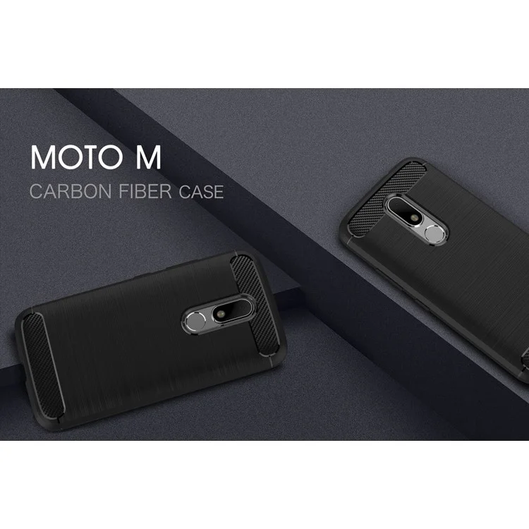 Carbon Fibre Brushed TPU Case for Motorola Moto M - Black