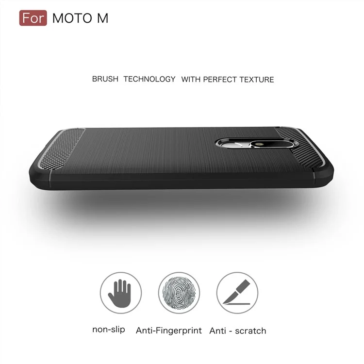 Carbon Fibre Brushed TPU Case for Motorola Moto M - Black