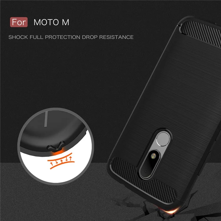 Carbon Fibre Brushed TPU Case for Motorola Moto M - Black