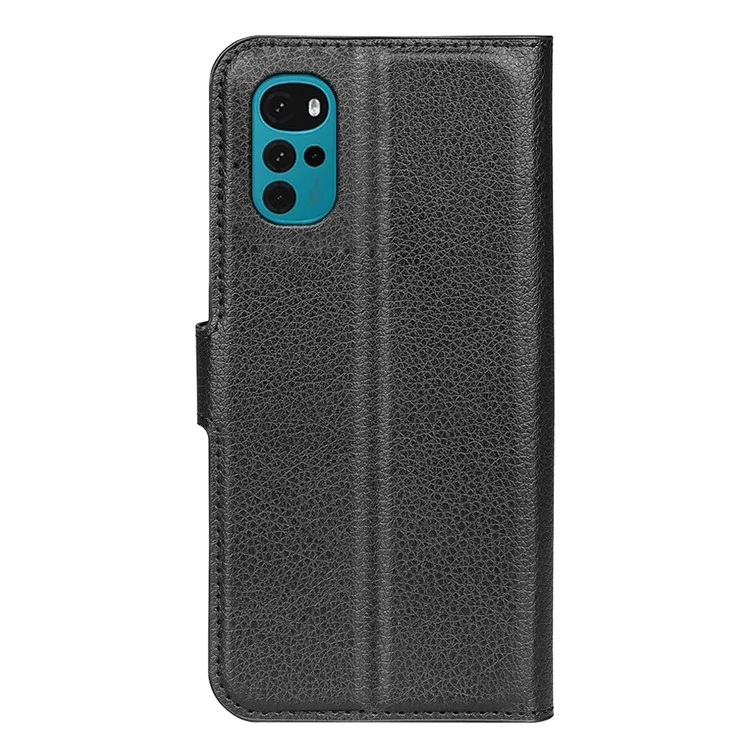 Für Motorola Moto G22 PU-Leder Flip-Ständer Smartphone-Cover Litchi-Textur Anti-Kratzer Brieftasche Hülle - Schwarz