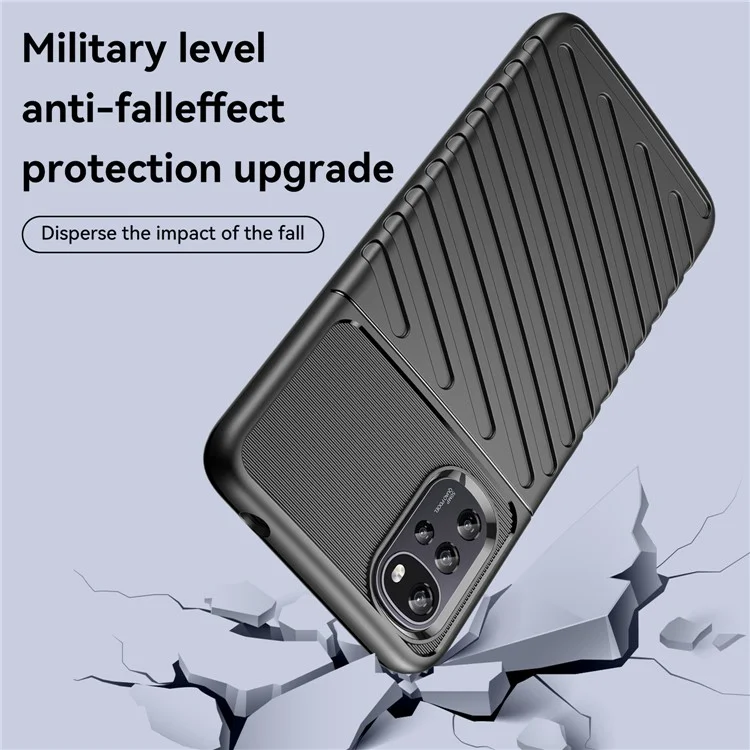 Para Motorola Moto G22 / E32 4G / E32S 4G Thunder Series Espessada Anti-drop TPU Caso Swill Texture Texture Back Capa - Preto