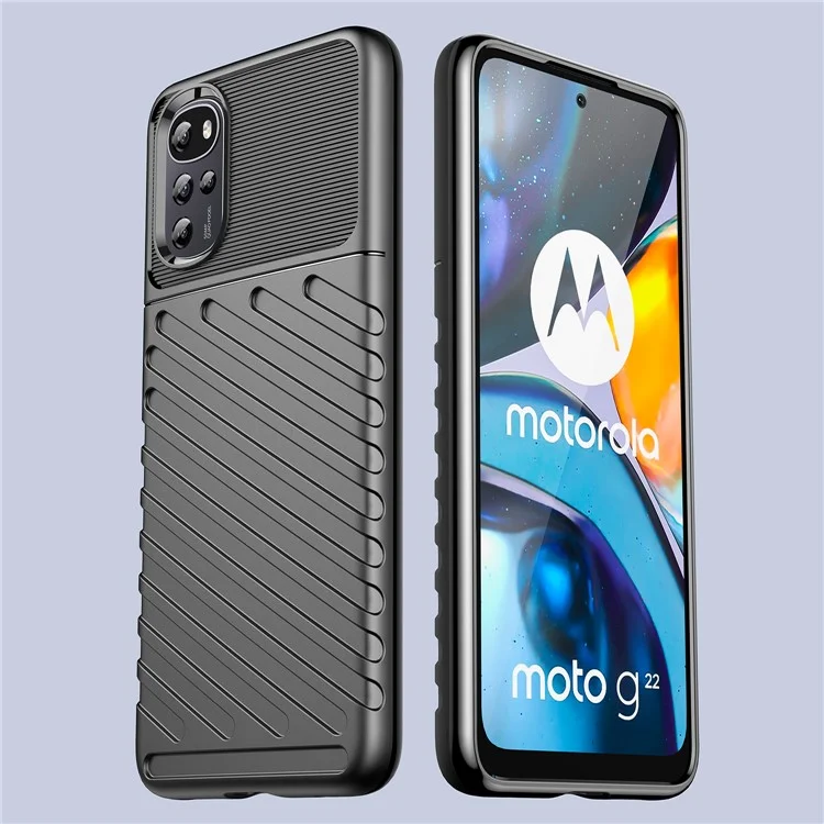 Für Motorola Moto G22 / E32 4G / E32S 4G Thunder Series Verstärkte stoßfeste TPU-Hülle Twill-Textur Handyhülle - Schwarz