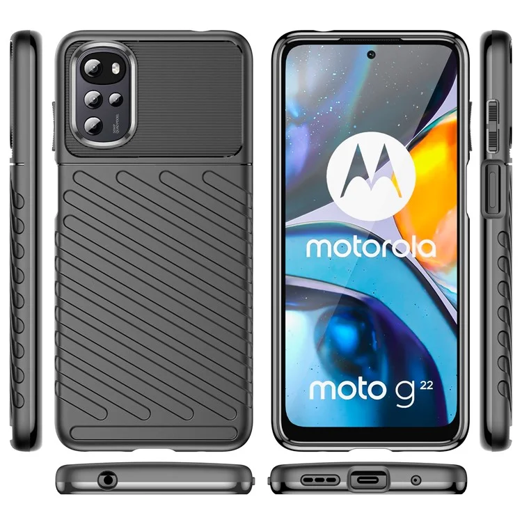 Für Motorola Moto G22 / E32 4G / E32S 4G Thunder Series Verstärkte stoßfeste TPU-Hülle Twill-Textur Handyhülle - Schwarz