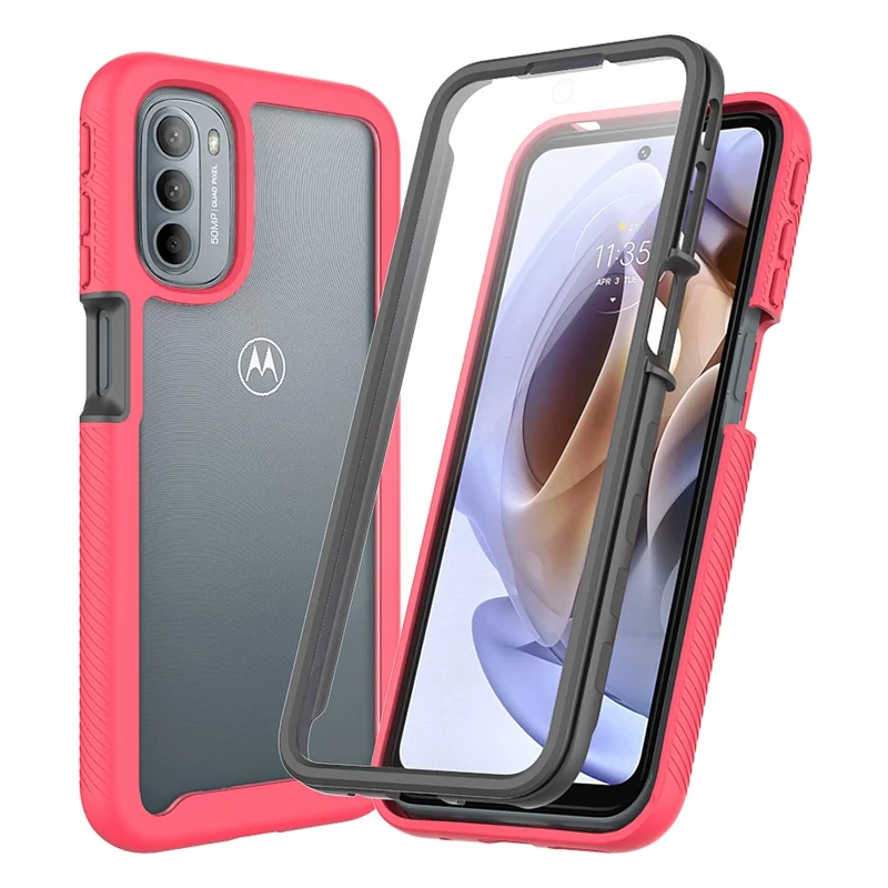 For Motorola Moto G31/G41 Hard PC + Soft TPU All-round Phone Case with PET Screen Protector - Pink
