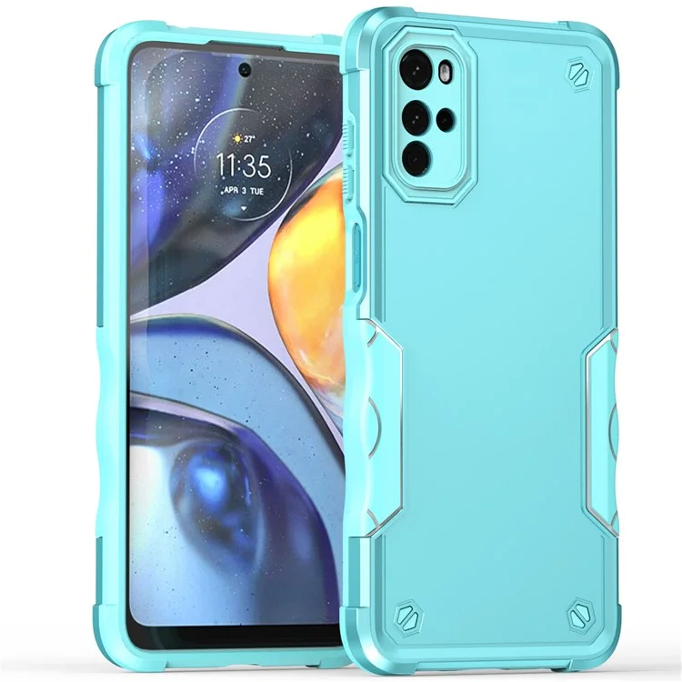 For Motorola Moto G22 Non-slip Shockproof Hard PC + Soft TPU Defender Well-protected Phone Case - Light Green