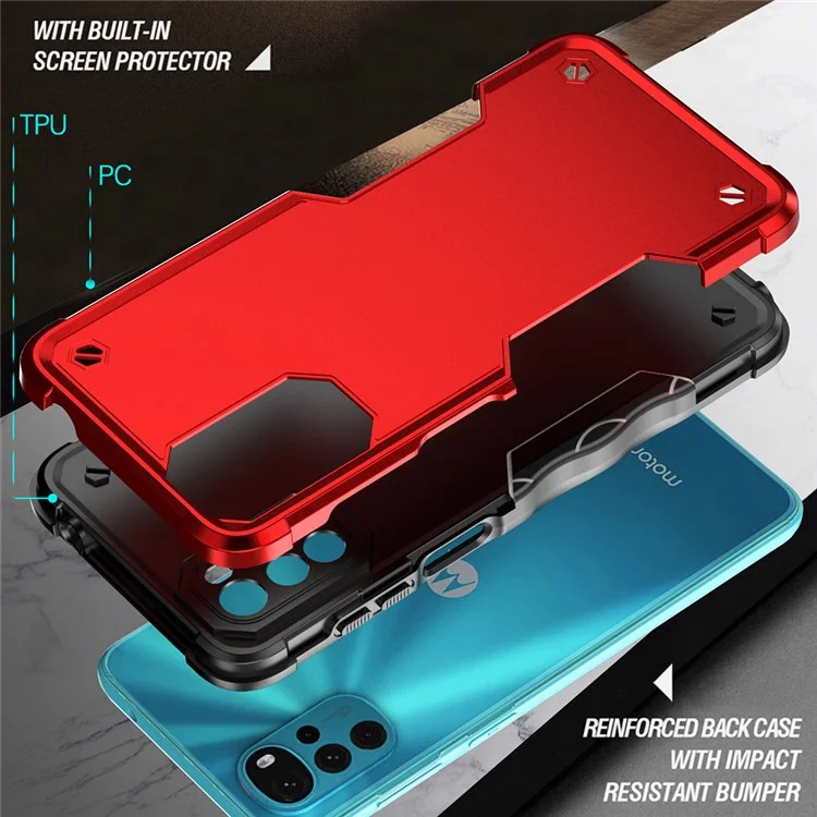 For Motorola Moto G22 Non-slip Shockproof Hard PC + Soft TPU Defender Well-protected Phone Case - Light Green