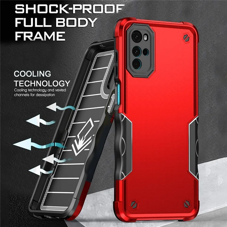 For Motorola Moto G22 Non-slip Shockproof Hard PC + Soft TPU Defender Well-protected Phone Case - Light Green