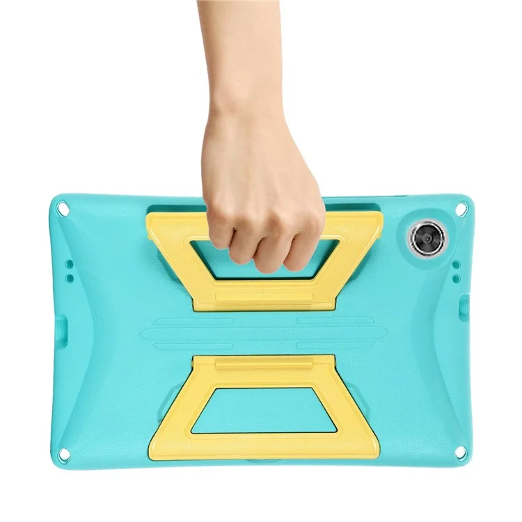 Per Lenovo Tab M10 HD Gen 2 TB-X306F/TB-X306X Kickstand Design Tablet Case Hand Grip EVA + PC Protective Cover with Shoulder Strap - Menta Verde/Giallo