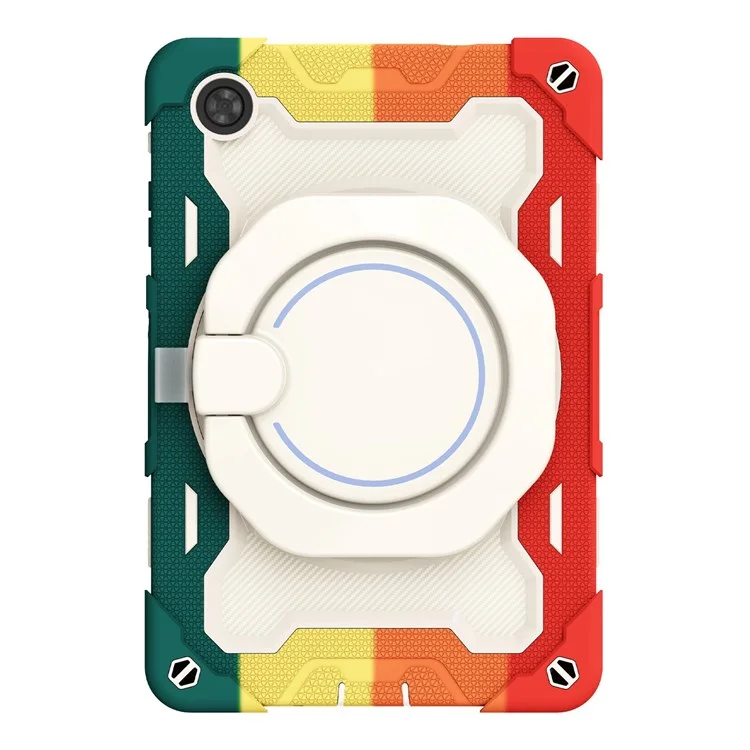 Para Lenovo Tab M8 TB-8505X/TB-85 Caixa de Comprimido de Kickstand Rotativo PC + Silicone Profper Profact Protective Tampa - Colorido/vermelho