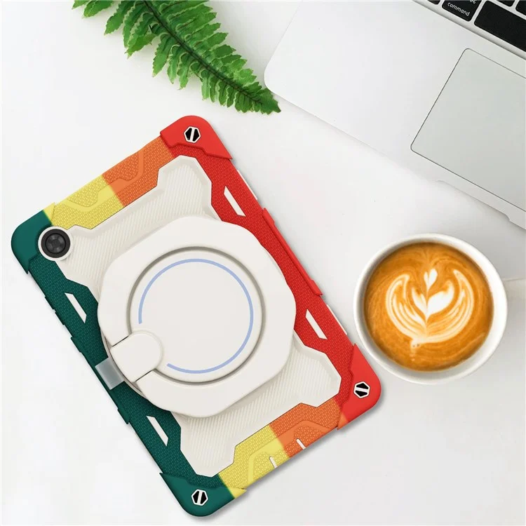Para Lenovo Tab M8 TB-8505X/TB-85 Caixa de Comprimido de Kickstand Rotativo PC + Silicone Profper Profact Protective Tampa - Colorido/vermelho