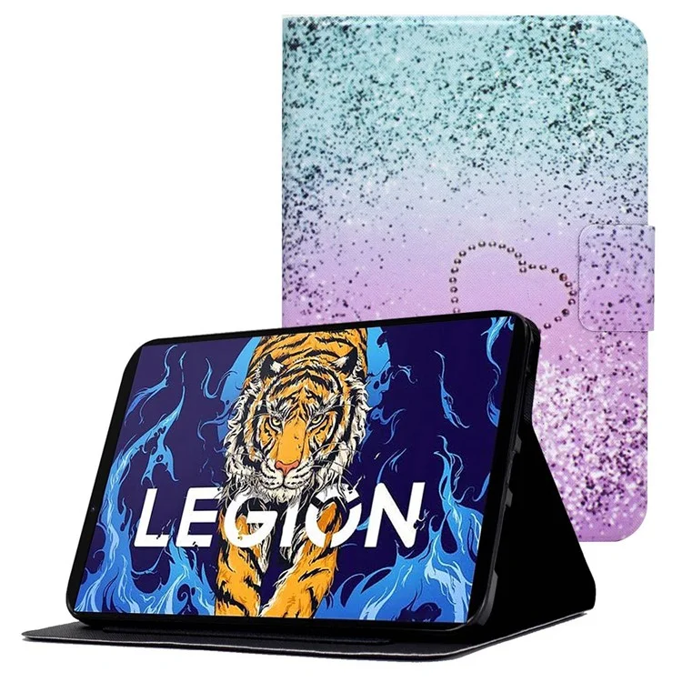 Pour Lenovo Legion Y700 Pattern Imprimée en Cuir Proof Tablet Case de Protection Couverture - Cœur