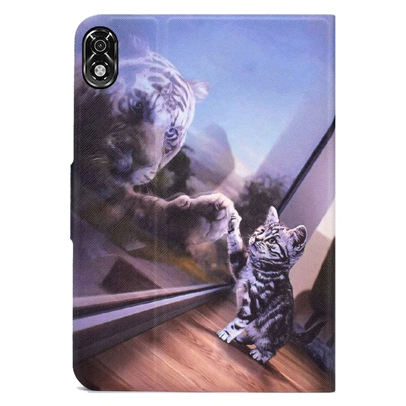 For Lenovo Legion Y700 Mønsterprintet Læder Skockabsorberende Tabletask Case - Tiger