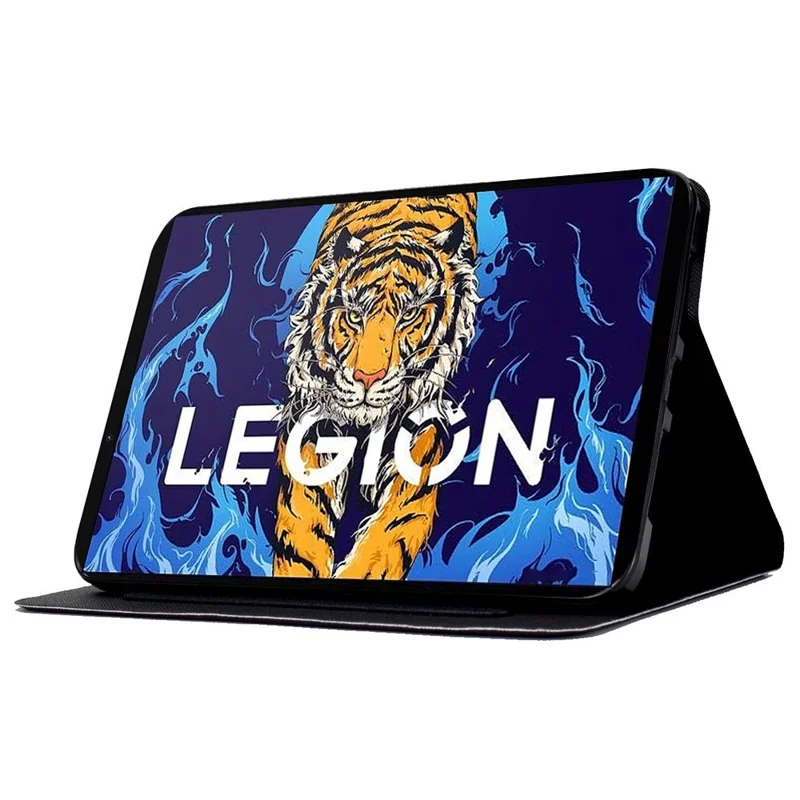 For Lenovo Legion Y700 Mønsterprintet Læder Skockabsorberende Tabletask Case - Tiger