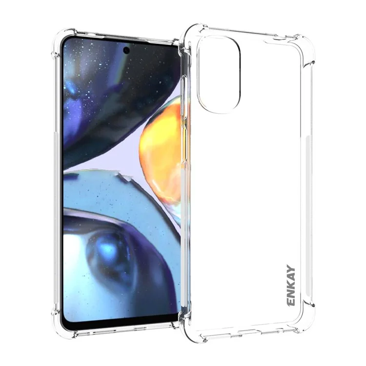 ENKAY HAT PRINCE Enhanced Four Corner Fall Protection Phone Case for Motorola Moto G22 Anti-slip Edge Crystal TPU Cover Shell