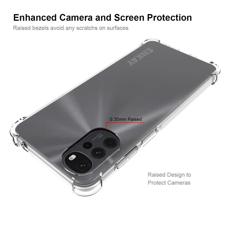 ENKAY HAT PRINCE Enhanced Four Corner Fall Protection Phone Case for Motorola Moto G22 Anti-slip Edge Crystal TPU Cover Shell