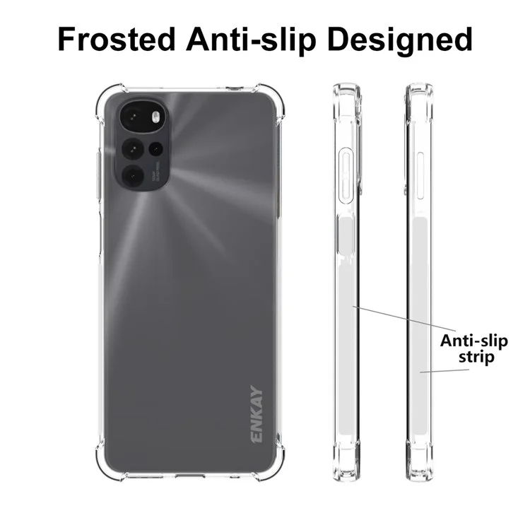 ENKAY HAT PRINCE Enhanced Four Corner Fall Protection Phone Case for Motorola Moto G22 Anti-slip Edge Crystal TPU Cover Shell