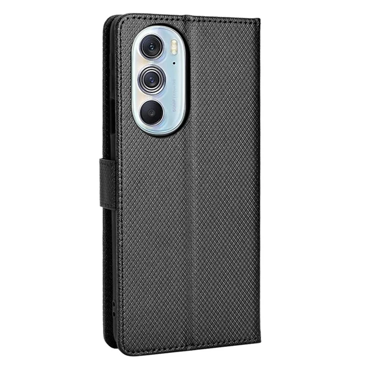Für Motorola Edge X30/Motorola Edge X30 Pro (motorola Edge+(2022) Diamond Textur PU Leder -schutzhülle Faltbares Stand Phone Wallet Deckhülle - Schwarz
