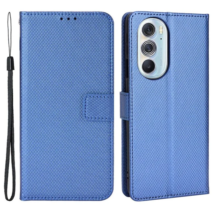 Für Motorola Edge X30/Motorola Edge X30 Pro (motorola Edge+(2022) Diamond Textur PU Leder -schutzhülle Faltbares Stand Phone Wallet Deckhülle - Blau