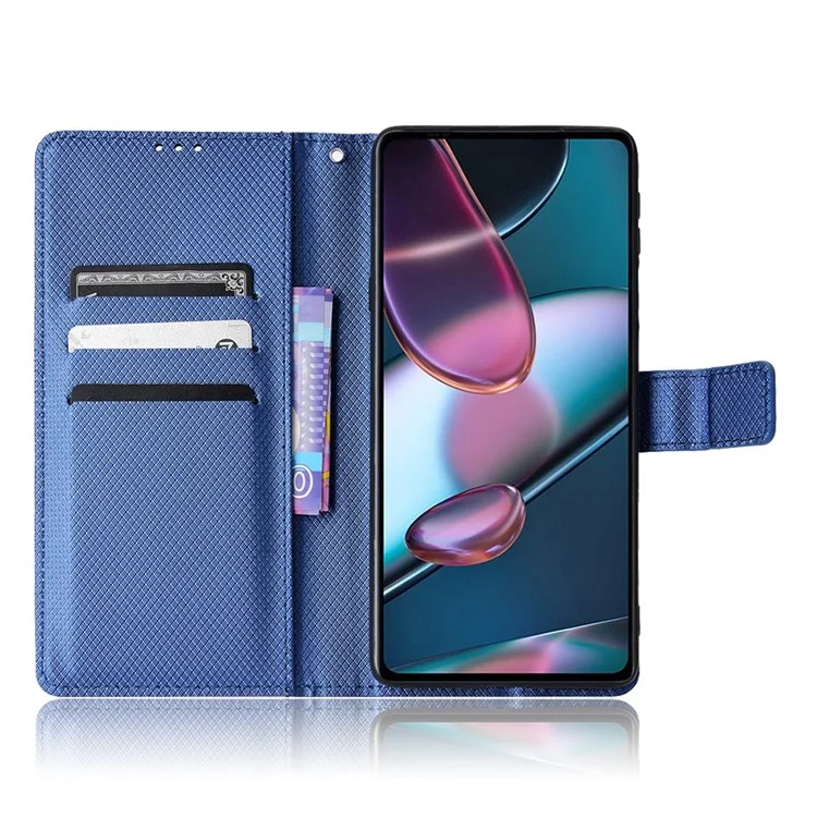 Für Motorola Edge X30/Motorola Edge X30 Pro (motorola Edge+(2022) Diamond Textur PU Leder -schutzhülle Faltbares Stand Phone Wallet Deckhülle - Blau