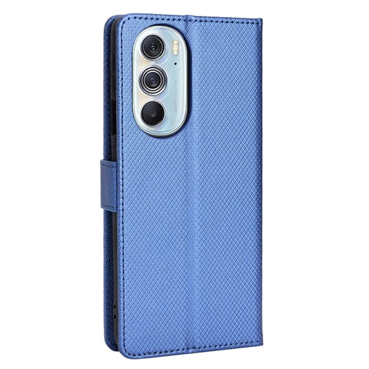 Für Motorola Edge X30/Motorola Edge X30 Pro (motorola Edge+(2022) Diamond Textur PU Leder -schutzhülle Faltbares Stand Phone Wallet Deckhülle - Blau