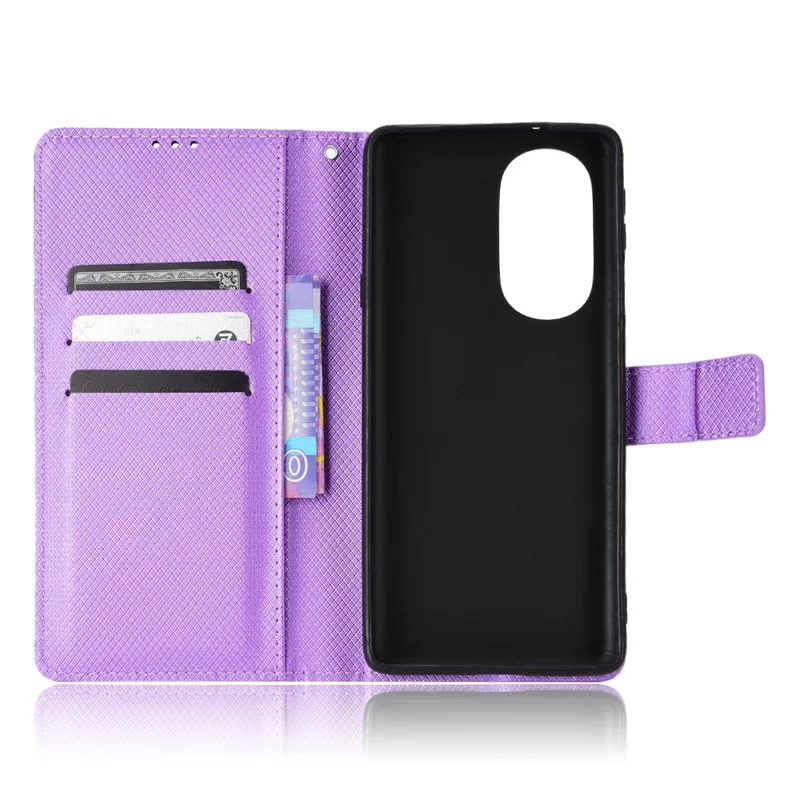 For Motorola Edge X30/Motorola Edge X30 Pro(Motorola Edge+ (2022) Diamond Texture PU Leather Protective Case Foldable Stand Phone Wallet Cover Shell - Purple