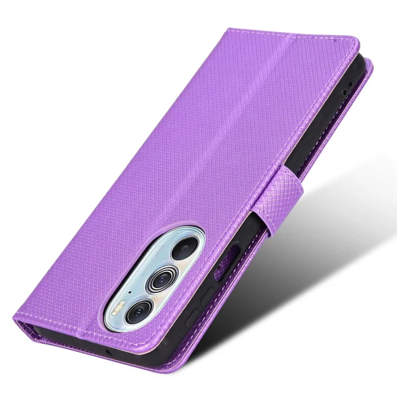 For Motorola Edge X30/Motorola Edge X30 Pro(Motorola Edge+ (2022) Diamond Texture PU Leather Protective Case Foldable Stand Phone Wallet Cover Shell - Purple