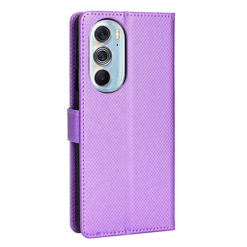 For Motorola Edge X30/Motorola Edge X30 Pro(Motorola Edge+ (2022) Diamond Texture PU Leather Protective Case Foldable Stand Phone Wallet Cover Shell - Purple