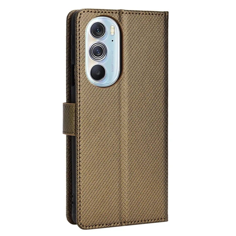 For Motorola Edge X30/Motorola Edge X30 Pro(Motorola Edge+ (2022) Diamond Texture PU Leather Protective Case Foldable Stand Phone Wallet Cover Shell - Brown