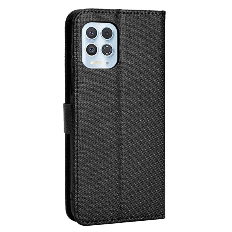 For Motorola Edge S/Moto G100 Diamond Texture PU Leather Wallet Case Foldable Stand Phone Protective Shell - Black