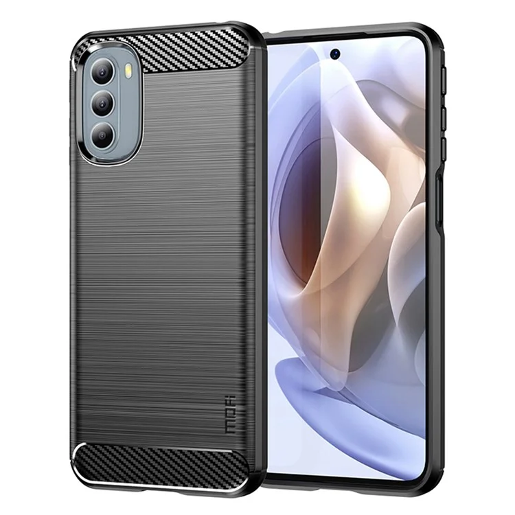 MOFI JK TPU Series-1 Para Motorola Moto G31/G41 Textura de Fibra de Carbono Escovada Textura de Topa Phelelo de Topa Topa Anti-colisão Tampa Protetora - Preto