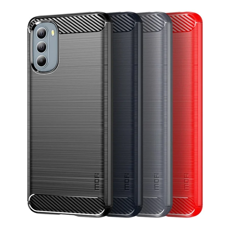 MOFI JK TPU Series-1 Para Motorola Moto G31/G41 Textura de Fibra de Carbono Escovada Textura de Topa Phelelo de Topa Topa Anti-colisão Tampa Protetora - Preto