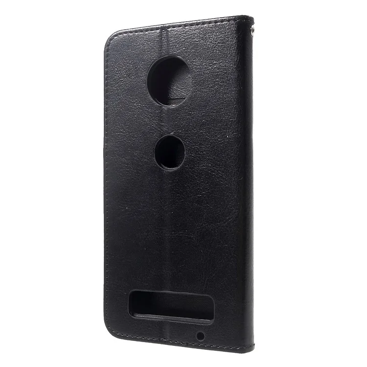 Crazy Horse Texture Leather Case Wallet Cover for Motorola Moto Z Play - Black