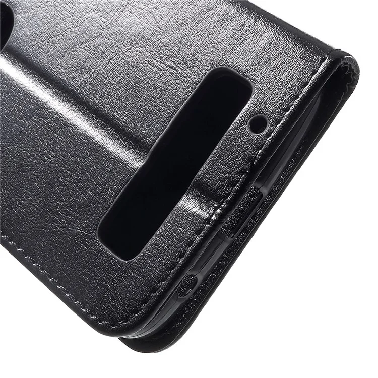 Crazy Horse Texture Leather Case Wallet Cover for Motorola Moto Z Play - Black