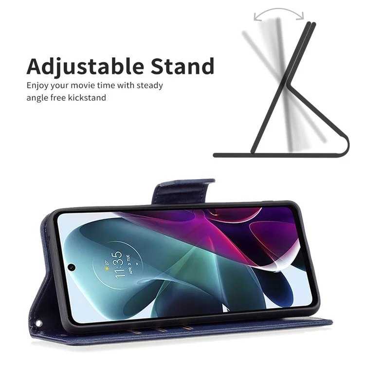 Per Motorola Moto G200 5g/edge S30 BF in Pelle Serie-4 Guscio in Pelle Pu, Custodia Per il Telefono Del Portafoglio di Coperchio Con Chiusura Magnetica Con Cinturino - Blu